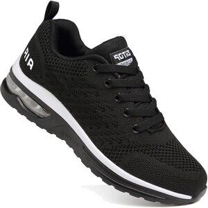 🆕 Men's Lightweight Tennis Shoes Air Cushion  Black White Breathable Mesh